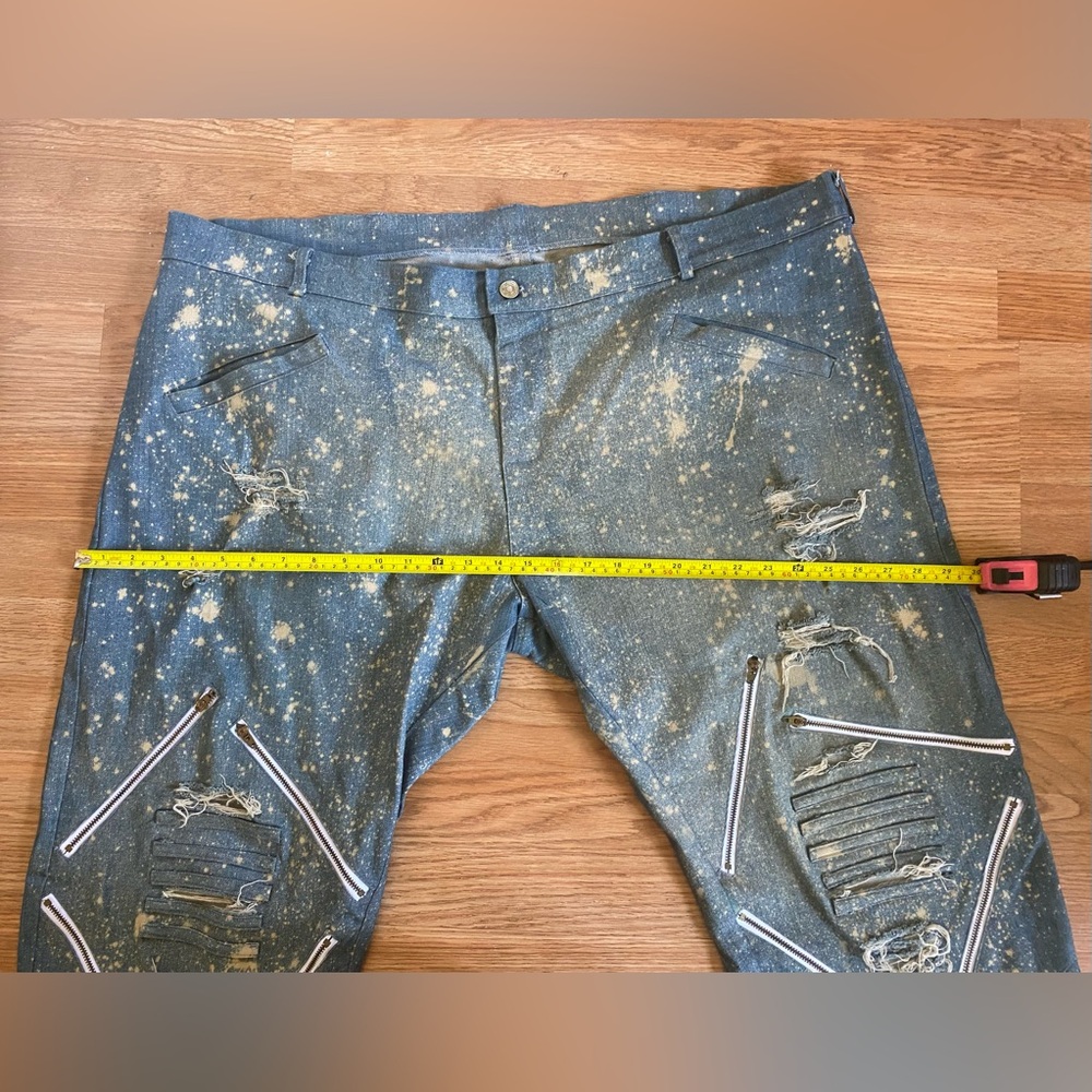 Custom Saint Roper Blue Distressed Men's Biker Style Jeans - Picture 8 of 8